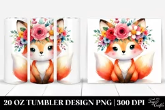 Cartoon-Style Fox with Flower Crown | 20 oz Tumbler Product Image 1