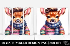 A Cute Baby Deer Winter Drawing | 20 oz Tumbler Product Image 1