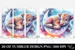 napping Baby Cow Moon. 20 Oz Tumbler Design Product Image 1