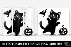 a Simple Funny Halloween Black Cat Clipart 20 Oz Tumbler Product Image 1