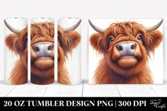 Watercolor Highland Cow Portrait with Contempt | 20 Oz Product Image 1