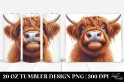 Watercolor Highland Cow Portrait with Contempt | 20 Oz Product Image 1