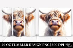 Watercolor Highland Cow Portrait | 20 Oz Tumbler Product Image 1