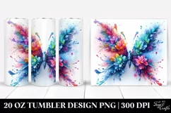 Abstract Vibrant Watercolor Butterfly | 20 oz Tumbler Product Image 1