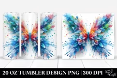 Abstract Vibrant Watercolor Butterfly | 20 oz Tumbler Product Image 1