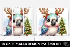 Watercolor Macaw with Reindeer Horns, High-Res 20 Oz Tumbler Product Image 1