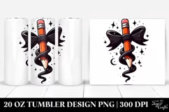 Simplistic Cartoon Halloween Pencil Bow | 20 oz Tumbler Product Image 1