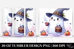 Washed Cartoon Halloween Ghost Tea | 20 oz Tumbler Product Image 1