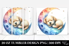 Colorful Moon Sleeping Puppy Tumbler Product Image 1