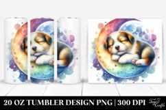 Colorful Moon Sleeping Puppy Tumbler Product Image 1