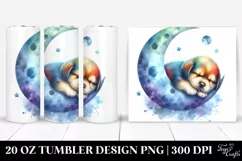 Colorful Moon Sleeping Puppy Tumbler Product Image 1