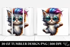 Watercolor Baby Cat Jumping, Transparent 20 Oz Tumbler Product Image 1