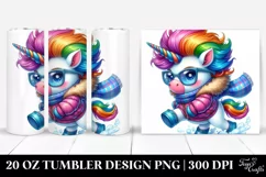 Watercolor Unicorn Running, Transparent 20 Oz Tumbler Product Image 1