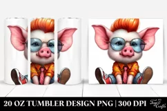 Watercolor Pig Sitting, Transparent 20 Oz Tumbler Product Image 1