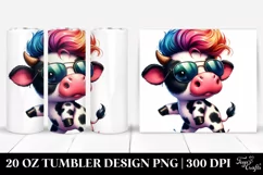 Watercolor Cow Dancing, Transparent 20 Oz Tumbler Product Image 1