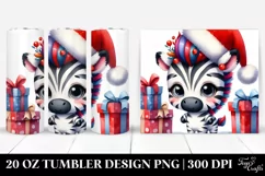 Vibrant Zebra with Santa Hat, Transparent 20 Oz Tumbler Product Image 1