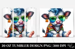 Watercolor Cow Playing, Transparent 20 Oz Tumbler Product Image 1