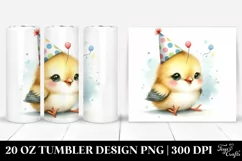 Watercolor Image Cute Baby Bird with Party Hat | 20 oz Product Image 1