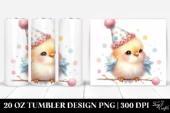 Watercolor Image Cute Baby Bird with Party Hat | 20 oz Product Image 1