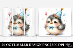 Watercolor Image Cute Baby Bird with Party Hat | 20 oz Product Image 1