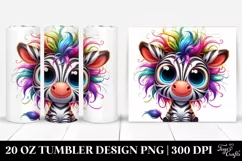 Colorful Cartoon Zebra Crazy | 20 Oz Tumbler Product Image 1