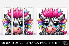 Colorful Cartoon Zebra Crazy | 20 Oz Tumbler Product Image 1