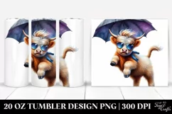 Watercolor Highlandcow Jumping, Transparent 20 Oz Tumbler Product Image 1