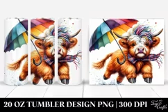 Watercolor Highlandcow Jumping, Transparent 20 Oz Tumbler Product Image 1