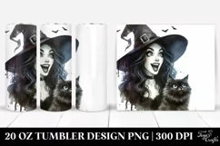 Gothic Witch with Cat Clipart 20 Oz Tumbler Product Image 1