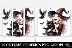 Gothic Witch with Cat Clipart 20 Oz Tumbler Product Image 1