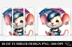 Cool Mouse with Umbrella, Transparent 20 Oz Tumbler Product Image 1