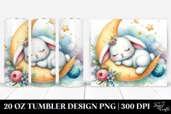 Cute Baby Bunny Sleeping on the Moon | 20 Oz Tumbler Product Image 1