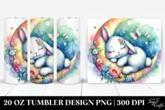 Cute Baby Bunny Sleeping on the Moon | 20 Oz Tumbler Product Image 1