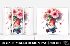 Cute Floating Gnome with Impatiens | 20 Oz Tumbler Product Image 1