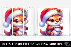 Vibrant Otter with Santa Hat, High-Quality 20 Oz Tumbler Product Image 1