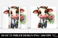 Expressive Baby Cow with Bouquet Clipart 20 Oz Tumbler Product Image 1