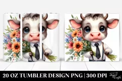 Expressive Baby Cow with Bouquet Clipart 20 Oz Tumbler Product Image 1