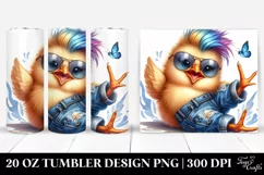 Watercolor Baby Chicken Playing, Transparent 20 Oz Tumbler Product Image 1