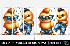 Watercolor Baby Chicken Playing, Transparent 20 Oz Tumbler Product Image 1