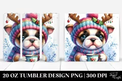 Enthusiastic Bulldog with Winter Gear, 20 Oz Tumbler Product Image 1
