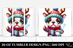 Enthusiastic Bulldog with Reindeer Horns, High-Quality 20 Oz Product Image 1