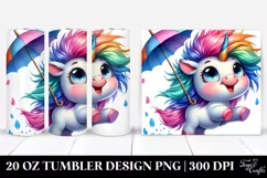Cute Unicorn with Cool Haircut, Transparent 20 Oz Tumbler Product Image 1