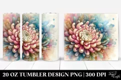 Abstract Pastel Wooden Stained Chrysanthemum,20 oz Tumbler Product Image 1