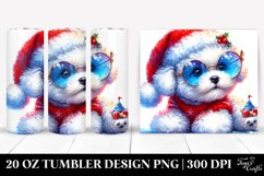 Vibrant Bichon Frise with Santa Hat, High-Quality 20 Oz Product Image 1