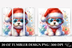 Vibrant Bichon Frise with Santa Hat, High-Quality 20 Oz Product Image 1