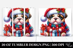 Winter Bulldog with Santa Hat, High-Quality 20 Oz Tumbler Product Image 1
