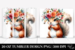 Cute Squirrel with Flower Crown.20 Oz Tumbler Product Image 1