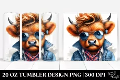 Cute Highlandcow with Cool Haircut, Transparent 20 Oz Product Image 1