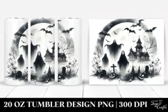 Simple Halloween Scene, Vintage Watercolor | 20 oz Tumbler Product Image 1