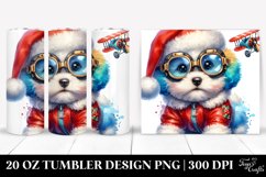 Expressive Bichon Frise with Santa Hat, High-Quality 20 Oz Product Image 1